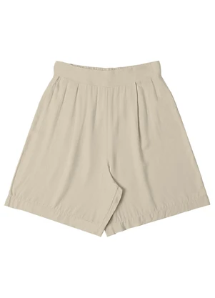Rovitex - Bermuda Feminina em Viscose Sarjada Pesada Bege - ROVITEX