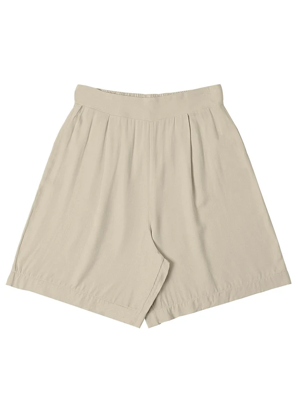 Rovitex - Bermuda Feminina em Viscose Sarjada Pesada Bege