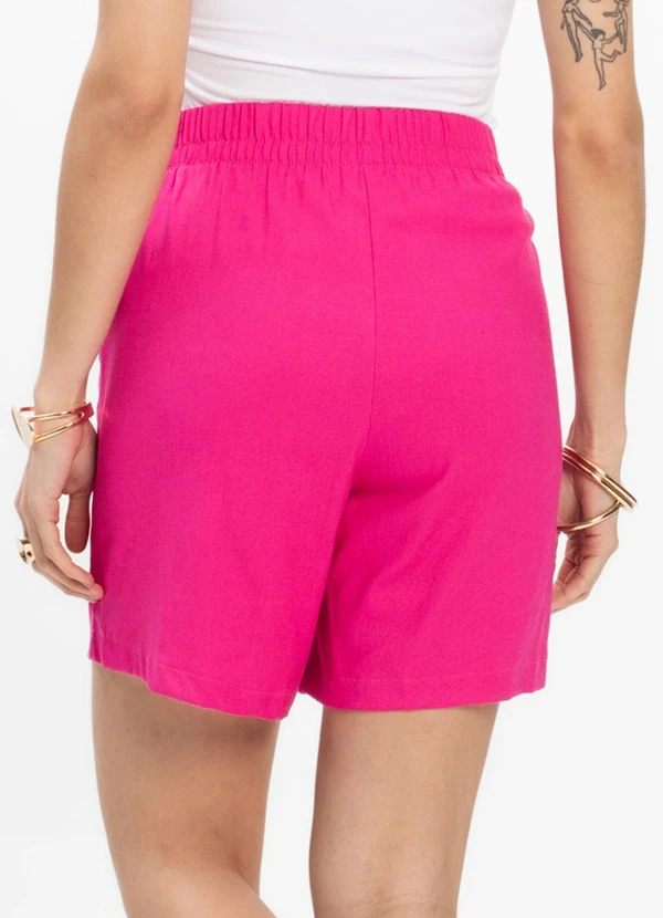 Infinita Cor - Bermuda Feminina Tecido Linho Rovitex Rosa 2