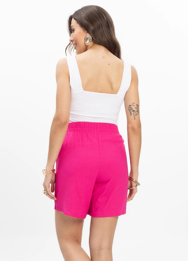 Infinita Cor - Bermuda Feminina Tecido Linho Rovitex Rosa 4