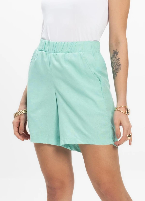 Infinita Cor - Bermuda Feminina Tecido Linho Rovitex Verde