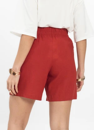 Infinita Cor - Bermuda Feminina Tecido Linho Rovitex Vermelho - INFINITA COR