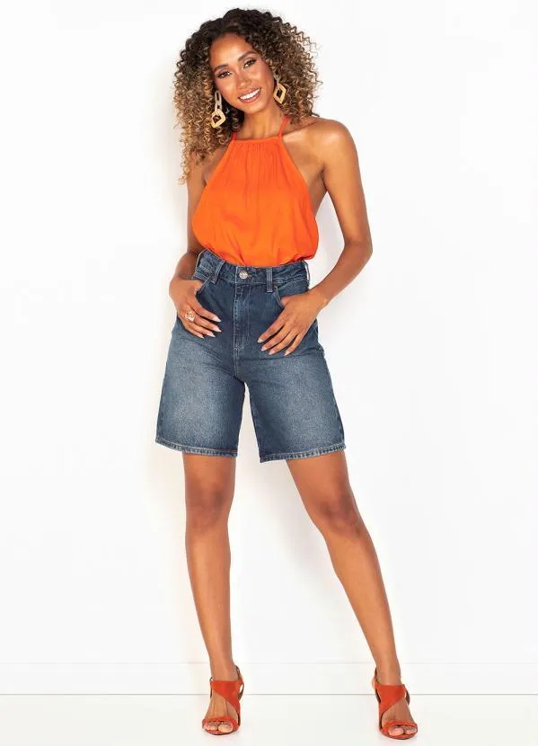 Forum - Bermuda Jeans Ciclista Azul 3