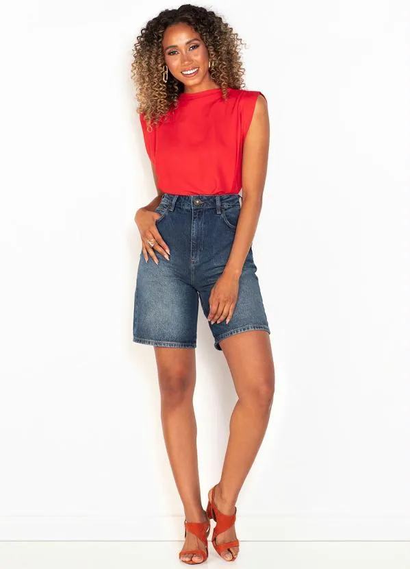 Forum - Bermuda Jeans Ciclista Azul 7