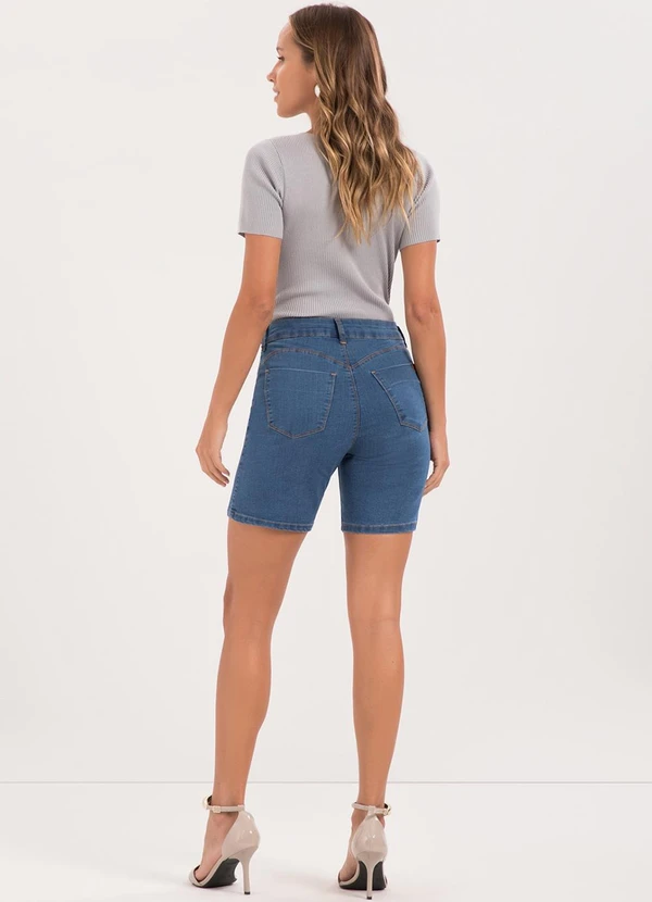 Lunender - Bermuda Jeans Ciclista com Cintura Média Azul 4