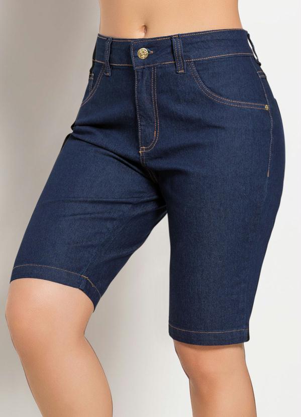 Janine - Bermuda Jeans Cintura Média Azul Escura 3