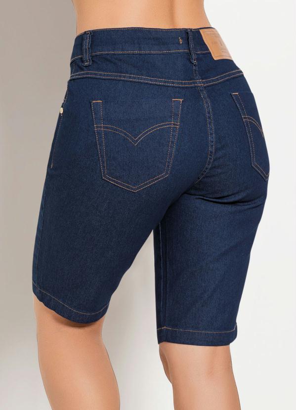 Janine - Bermuda Jeans Cintura Média Azul Escura 4