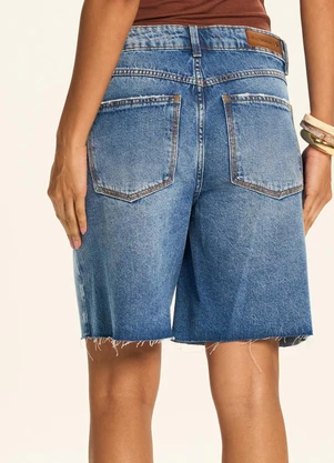 Doce Trama - Bermuda Jeans com Cintura Alta Azul - DOCE TRAMA