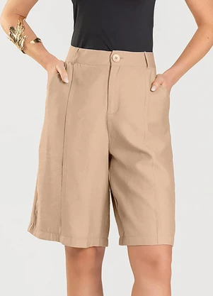 Dianna - Bermuda Jorts Feminina Reta em Sarja Marrom - DIANNA