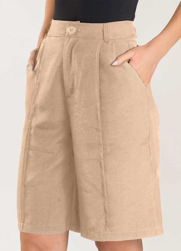 Dianna - Bermuda Jorts Feminina Reta em Sarja Marrom 5