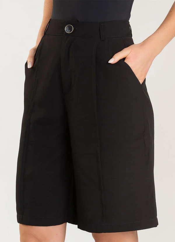 Dianna - Bermuda Jorts Feminina Reta em Sarja Preto 5