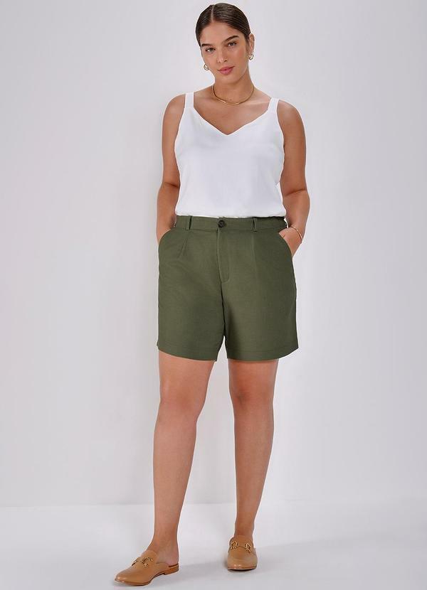 Principessa - Bermuda Linho Verde Elástico na Cintura Marcia 1