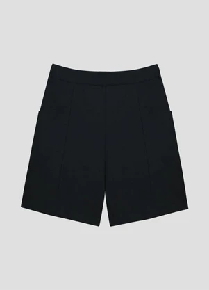 Cereja Rosa - Bermuda Plus Size em Alfaiataria com Bolso Preto - CEREJA ROSA