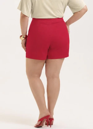 Cativa - Bermuda Plus Size em Tecido Rústico Vermelho - CATIVA