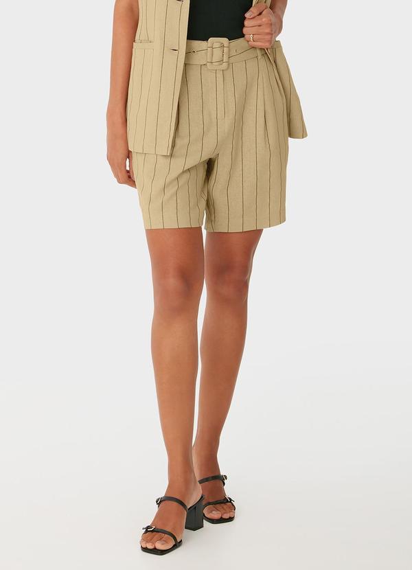 Malwee - Bermuda Risca de Giz Alfaiataria em Viscolinho Ar