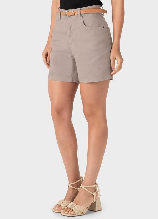 Malwee - Bermuda Taupe Feminina Boyfriend em Sarja