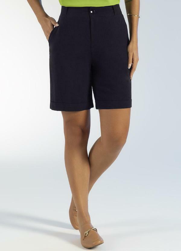 Gris - Bermuda Tradicional de Cintura Alta Preto