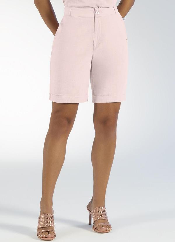 Gris - Bermuda Tradicional de Cintura Alta Rosa