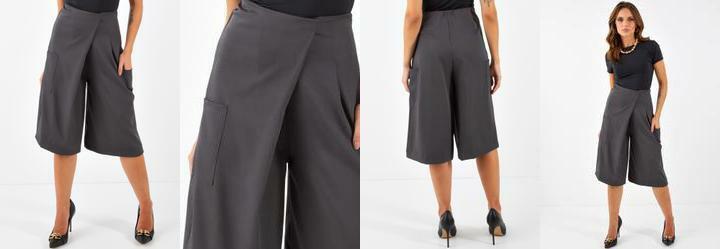 Jorts Grafite em Alfaiataria com Bolsos