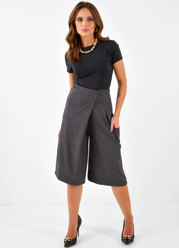 Quintess - Jorts Grafite em Alfaiataria com Bolsos 4