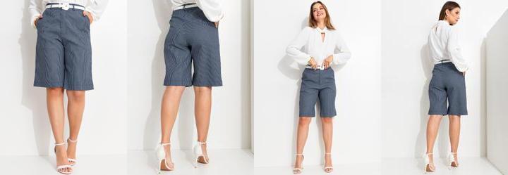 Jorts Listrado Azul em Sarja