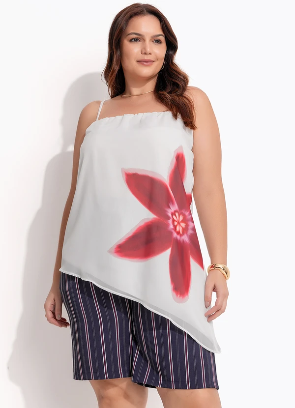 Quintess - Jorts Listrado Marinho em Poliéster com Elastano 19