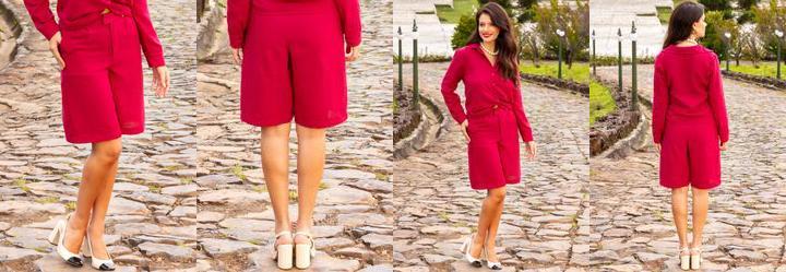 Jorts Pink em Crepe Plano