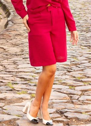 Quintess - Jorts Pink em Crepe Plano - QUINTESS