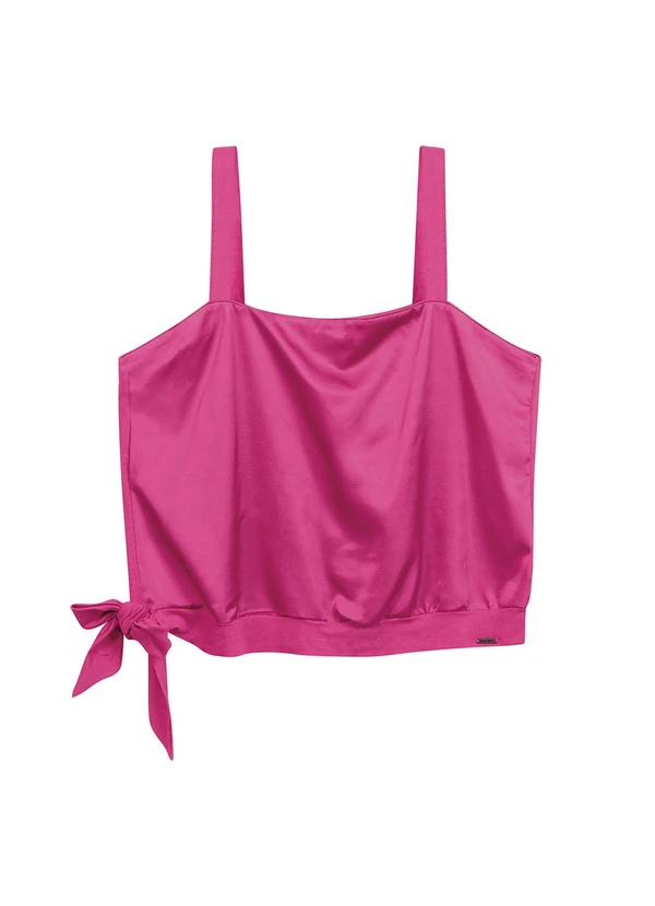 Marialícia - Regata Feminina com Amarracão Rosa