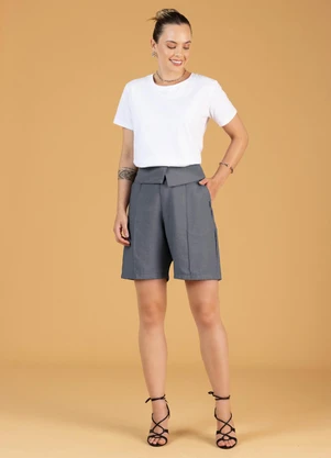 Soft Bonni - Short Alfaiataria Adulto Feminino Cinza - SOFT BONNI