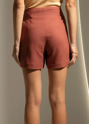 Gris - Short em Linho com Elastano  Marrom - GRIS