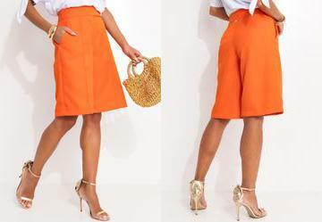 Short Laranja em Alfaiataria Bi Stretch