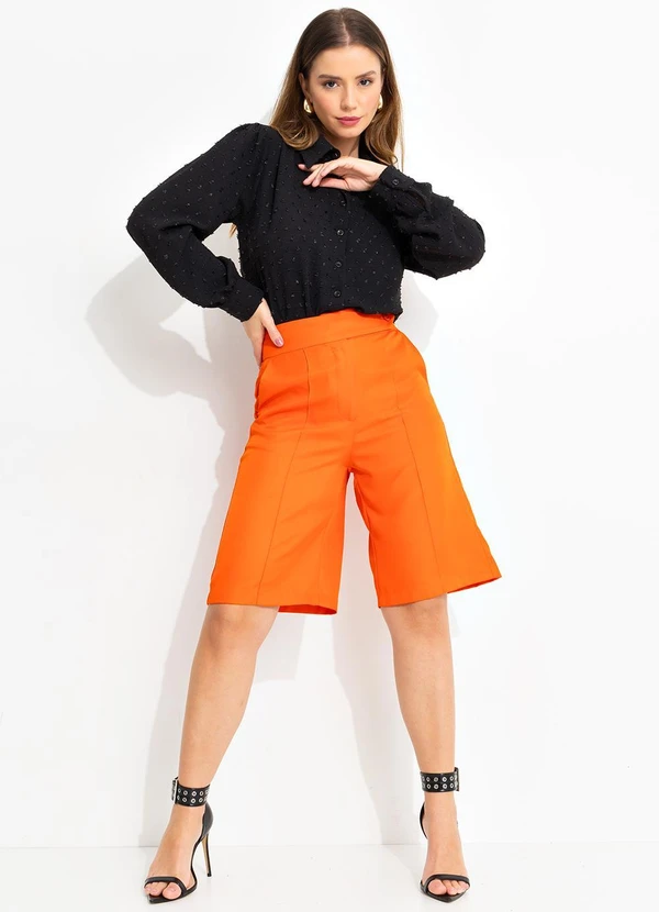 Quintess - Short Laranja em Alfaiataria Bi Stretch 5