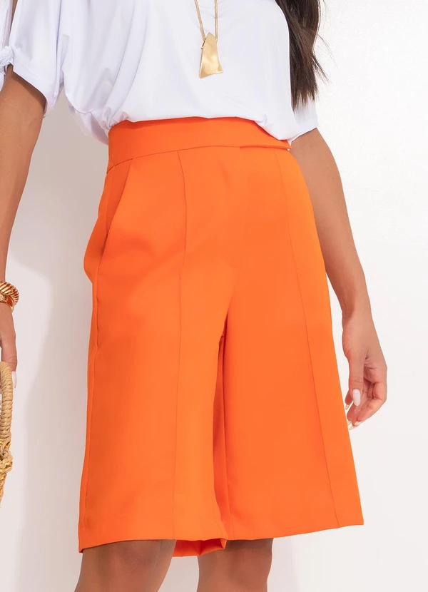 Quintess - Short Laranja em Alfaiataria Bi Stretch 11