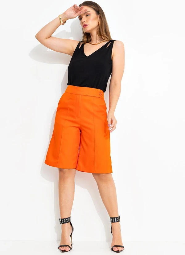 Quintess - Short Laranja em Alfaiataria Bi Stretch 8