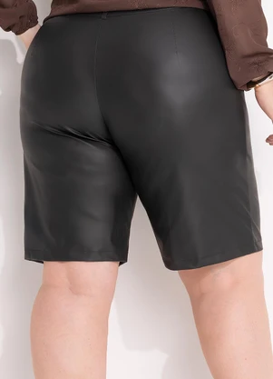 Quintess - Short Preto em Material Sintético Pu - QUINTESS
