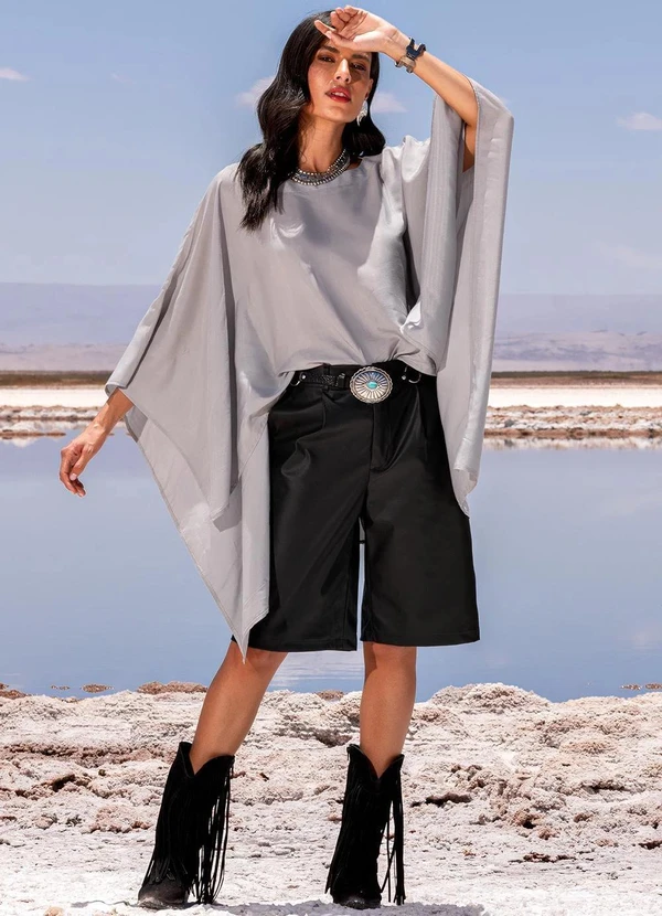 Quintess - Short Preto em Material Sintético Pu 13