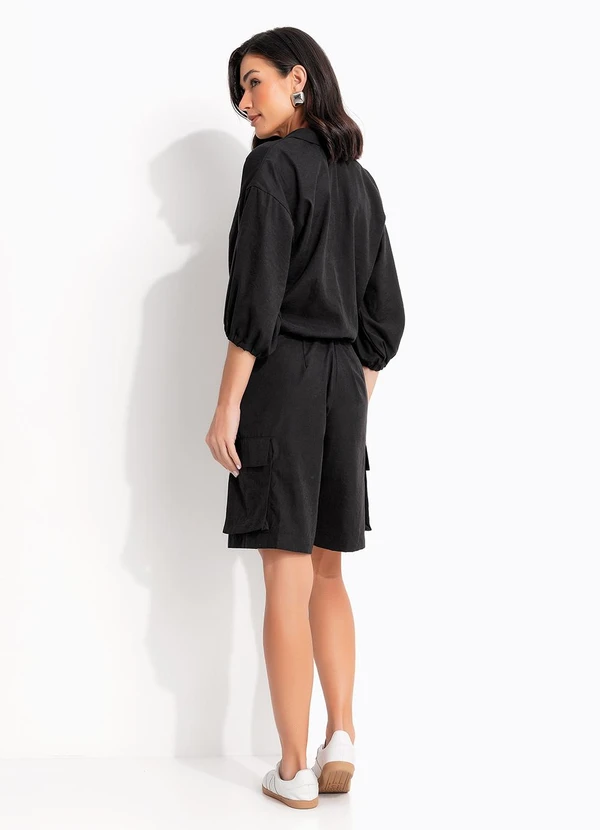 Quintess - Short Preto em Nylon Suede 9