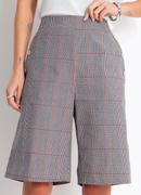 Short Xadrez Tartan Cinza em Tecido Sarjado