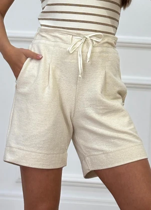 Doce Tom - Shorts de Moletinho com Amarração no Cós Bege - DOCE TOM