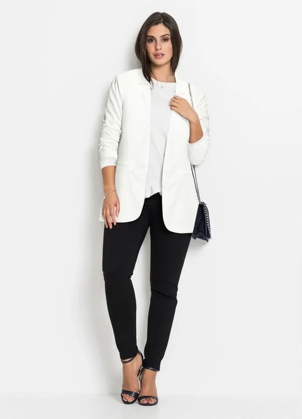 bonprix - Blazer Alfaiataria Alongado Off White 8