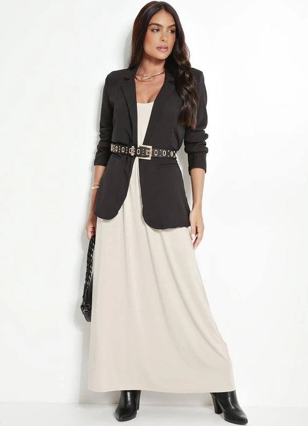 bonprix - Blazer Alfaiataria Alongado Preto 5