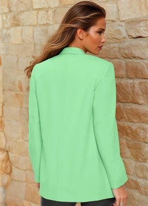 bonprix - Blazer Alfaiataria Alongado Verde Água - BONPRIX