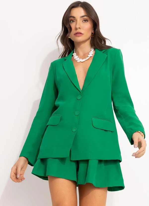 Farm - Blazer Alfaiataria com Bolso em Viscose Verde 4
