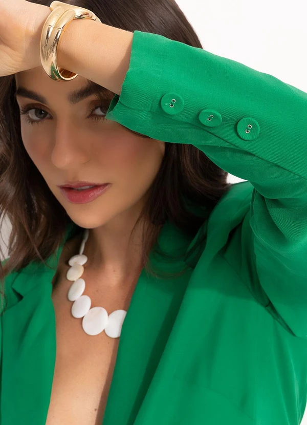 Farm - Blazer Alfaiataria com Bolso em Viscose Verde 8