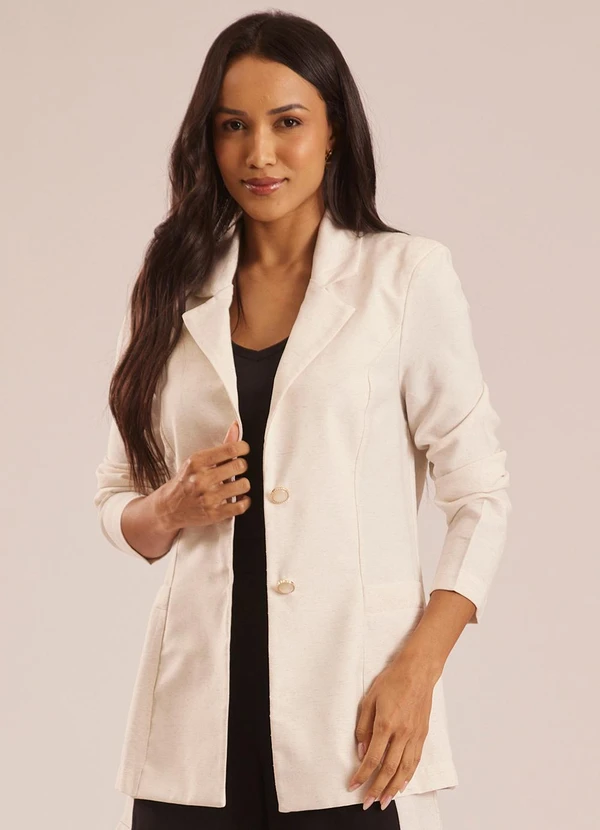 Doce Trama - Blazer Alfaiataria com Botões Frontais Branco