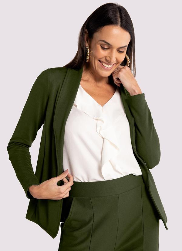 Lunender - Blazer Alfaiataria em Malha com Bolso Verde
