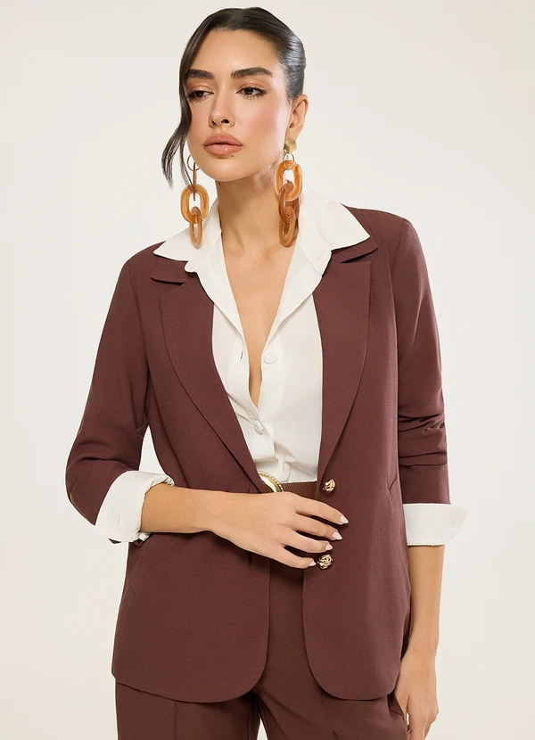 Naguchi - Blazer Alfaiataria Marrom Escuro