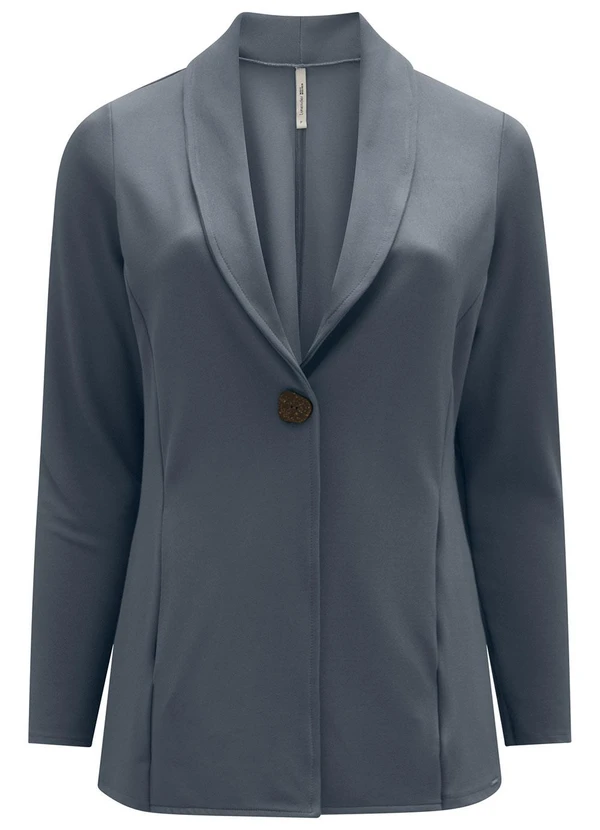 Lunender Mais Mulher - Blazer Alongado com Botão em Malha Diagonal Azul 5