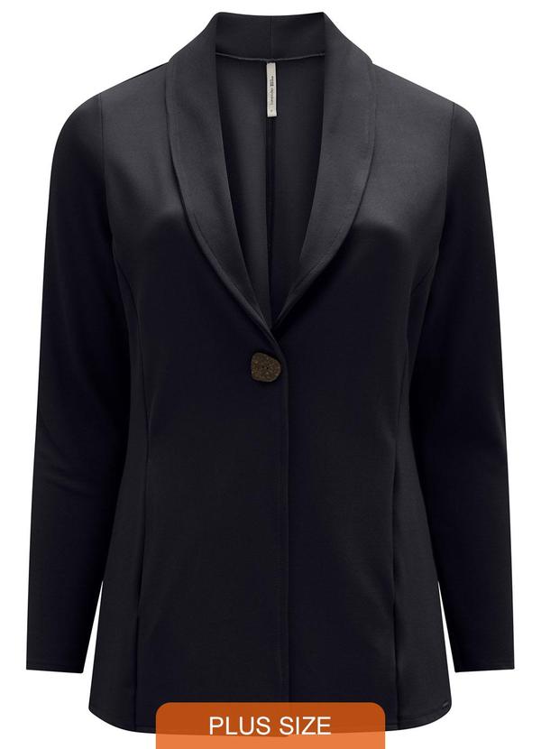 Lunender Mais Mulher - Blazer Alongado com Botão em Malha Preto